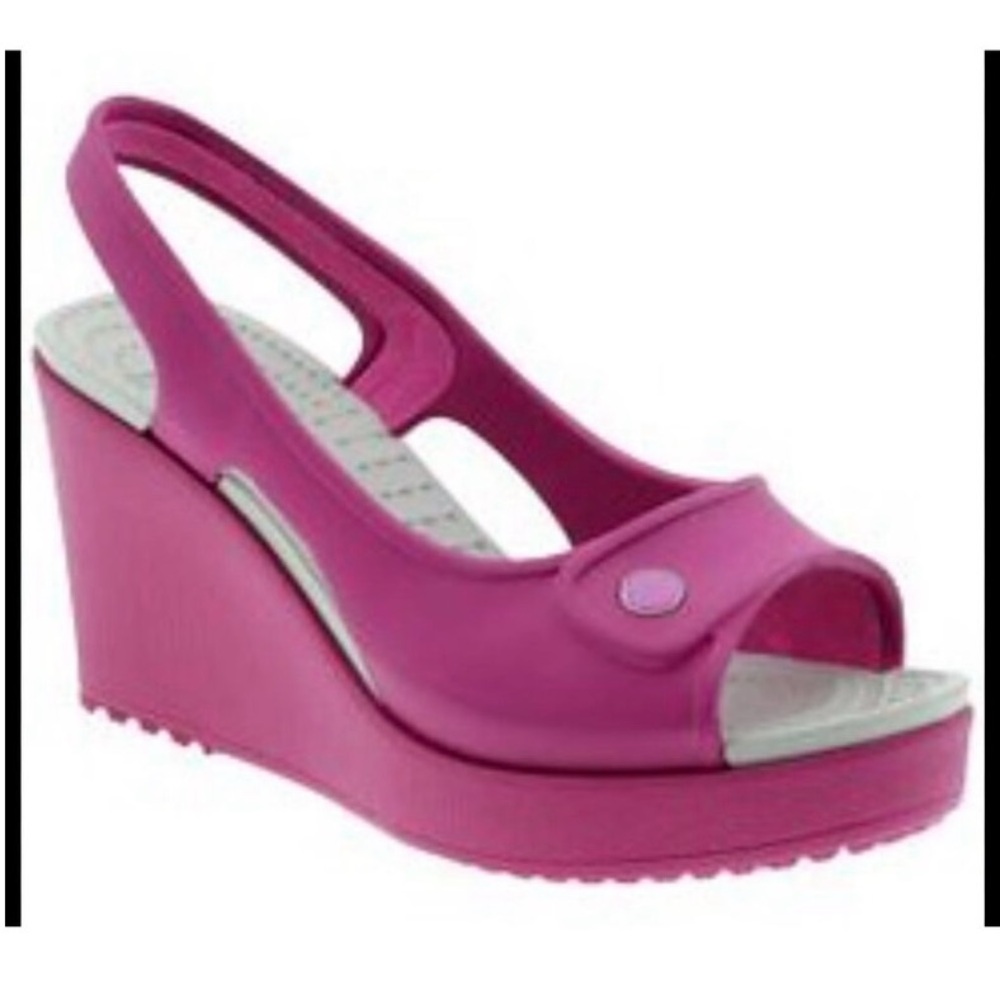Crocs Pink Wedge Sandals
